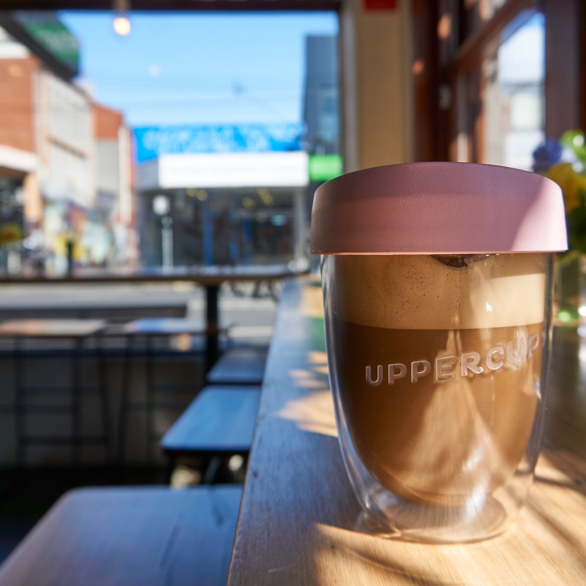 Reusable cup in sunlight