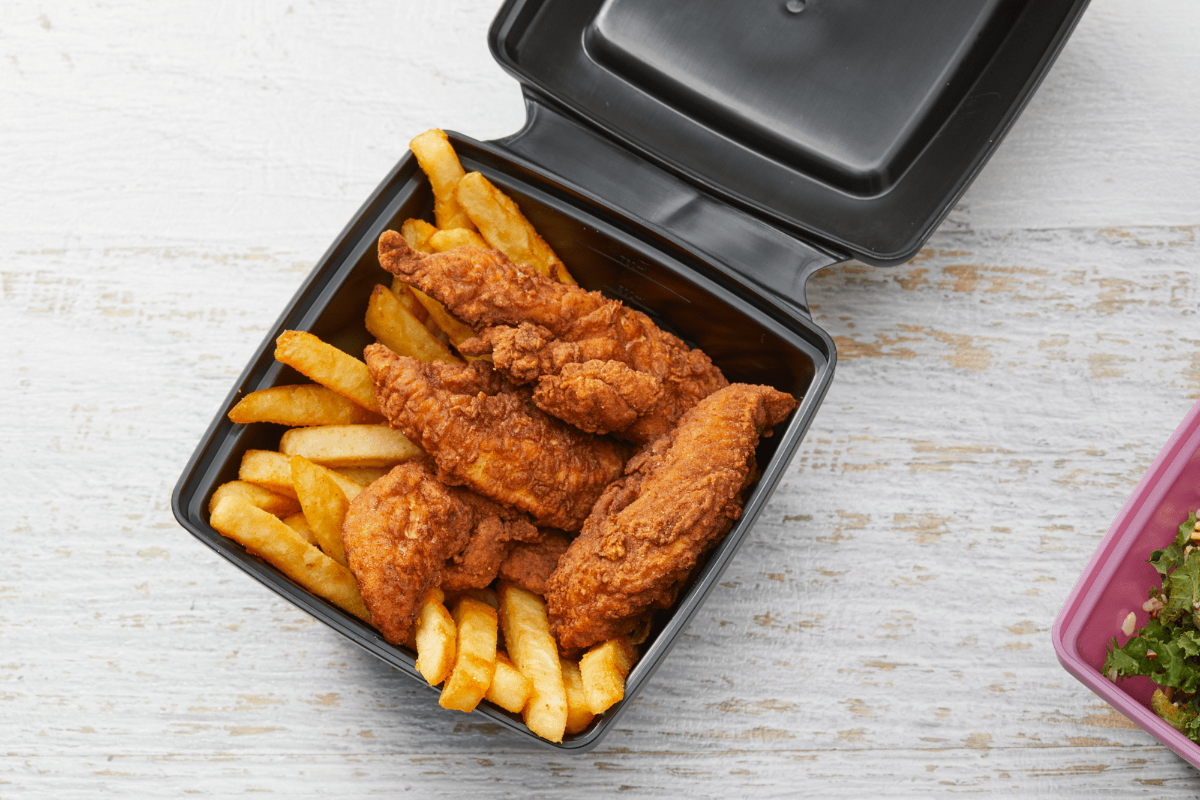 Uppercontainer australian made with chicken and chips food service reusable container 