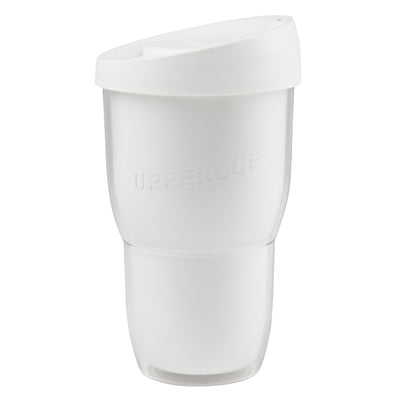 White reusable Uppercup 16ounce wit reusable lid double wall 