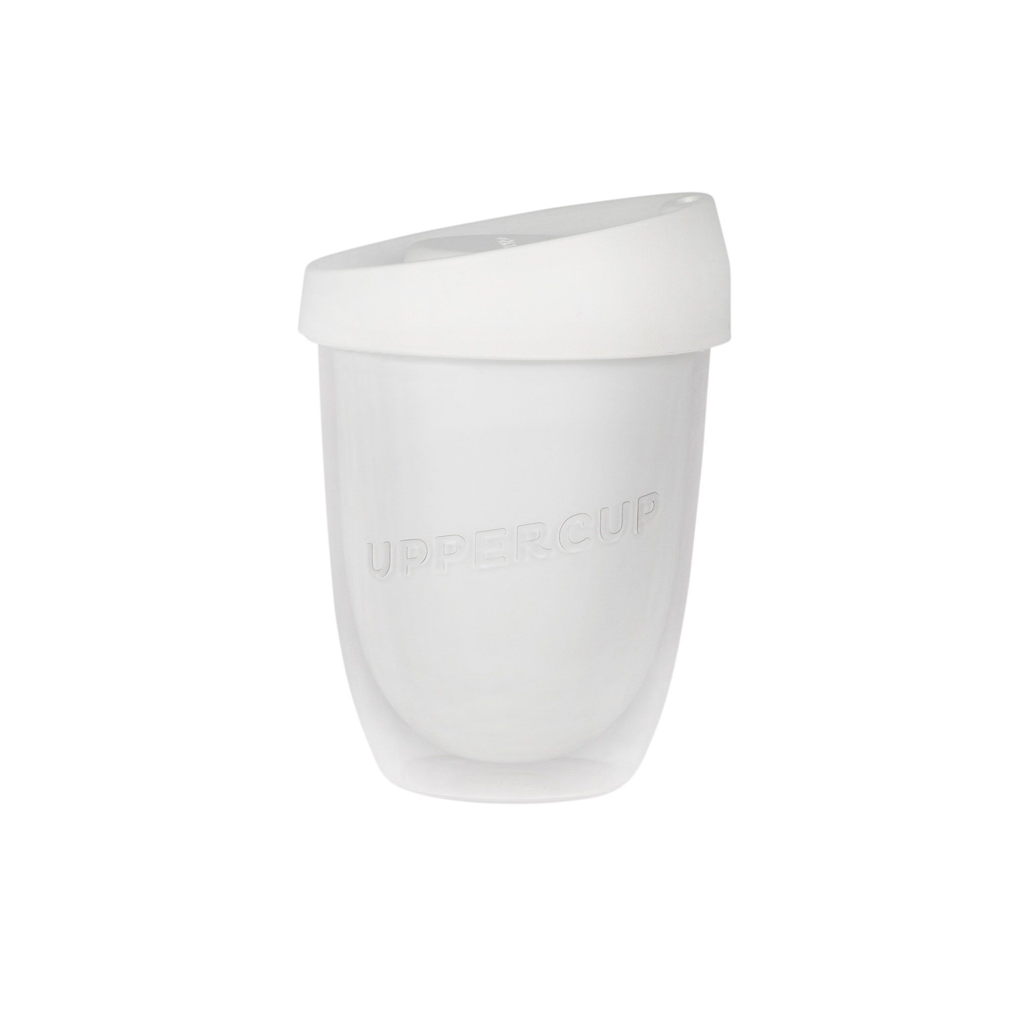 White reusable cup and lid double walled made of tritan